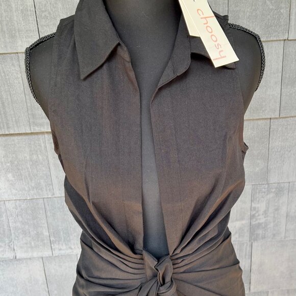 Crosby St Black Plunging Shirt Dress by Choosy NWT Size 0 - Picture 4 of 5